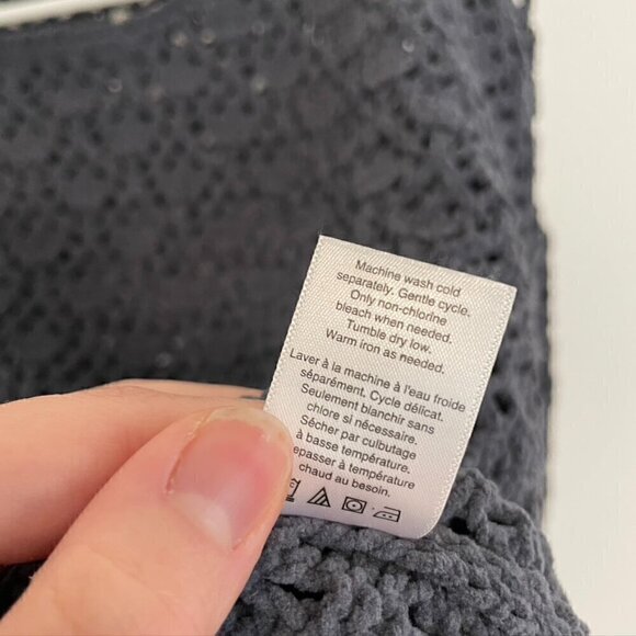 COLDWATER CREEK Gray Open Weave Knit Chenille Crew Neck Sweater PETITE Small PS - Picture 9 of 13